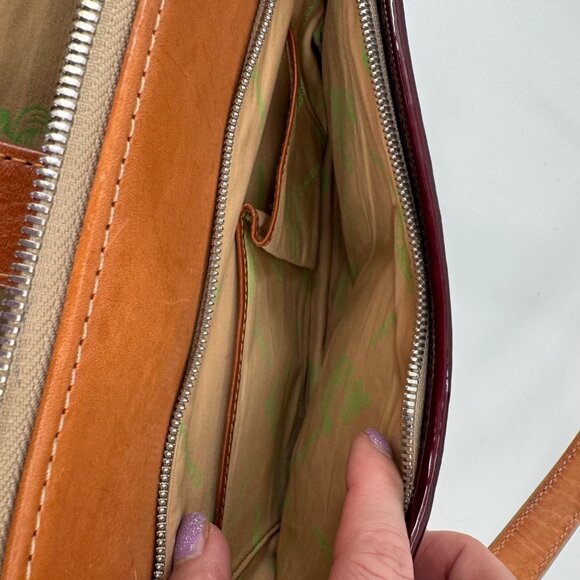 Consuela Wine Candy Crush Slim Quilted Patent Leather Shoulder Bag With Tan Acce - Picture 15 of 16